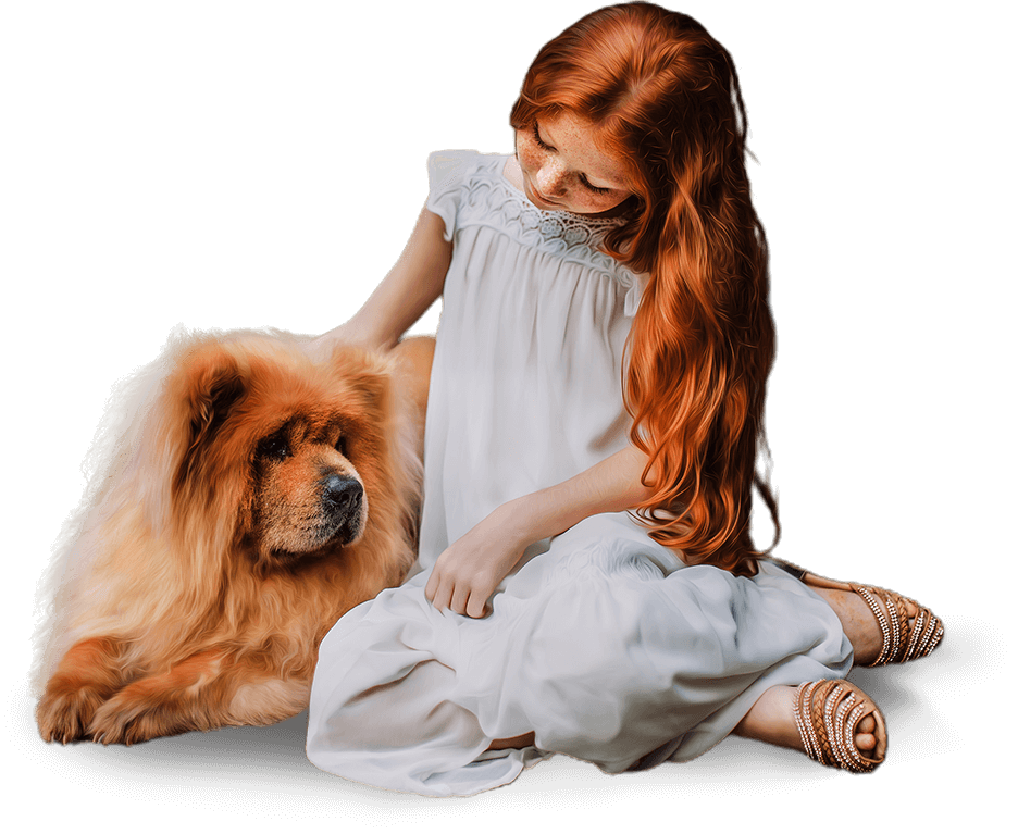 Home girl with dog